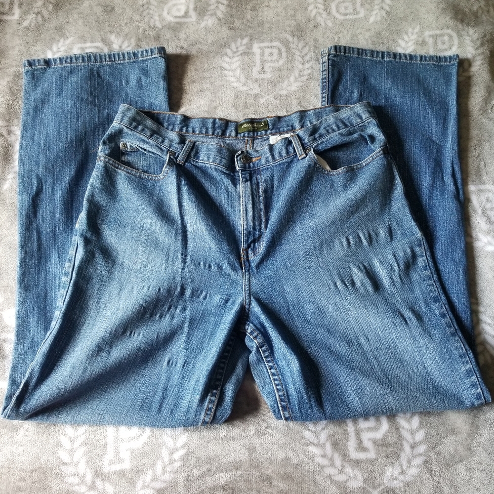 Eddie Bauer Women's Jeans 14 Blue Light Wash Straight Bootcut Pockets